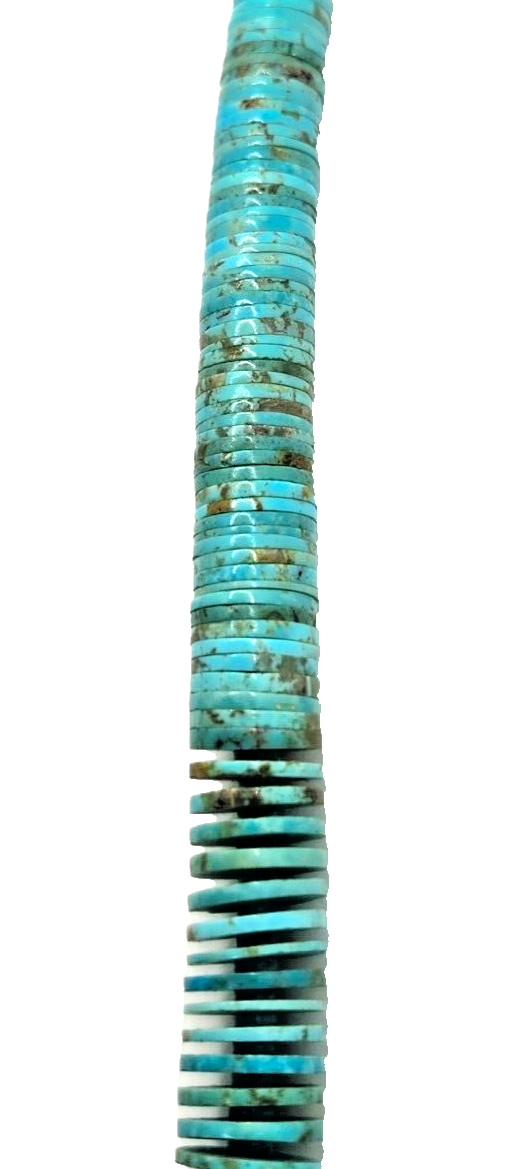 Native American Navajo Graduated Bead Disc Turquoise & Sterling Necklace image 6