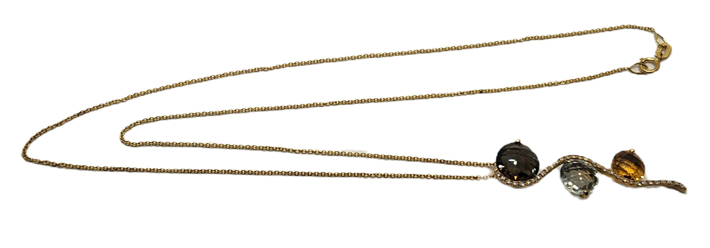 NEW! EFFY Multi Stone & Diamond 14k Yellow Gold Pendant w/ Chain image 10