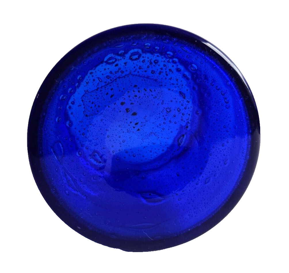 ERIK HOGLUND Large Blue Bubbly Glass Vase BODA SWEDEN 50'S SCANDINAVIAN image 4