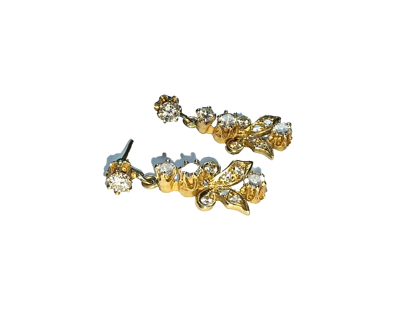 Antique Natural 1.5cttw Diamond & 14k Gold Dangle Drop Earrings image 3