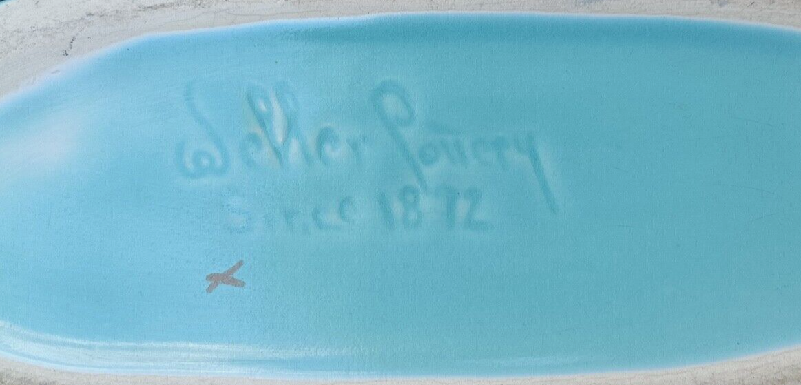 Rare Antique Weller Pottery Turquoise Wild Rose Large Oblong Planter Centerpiece image 14