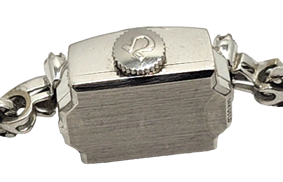 Vintage Ladies Omega 14k White Gold & Diamonds Wrist Watch image 4