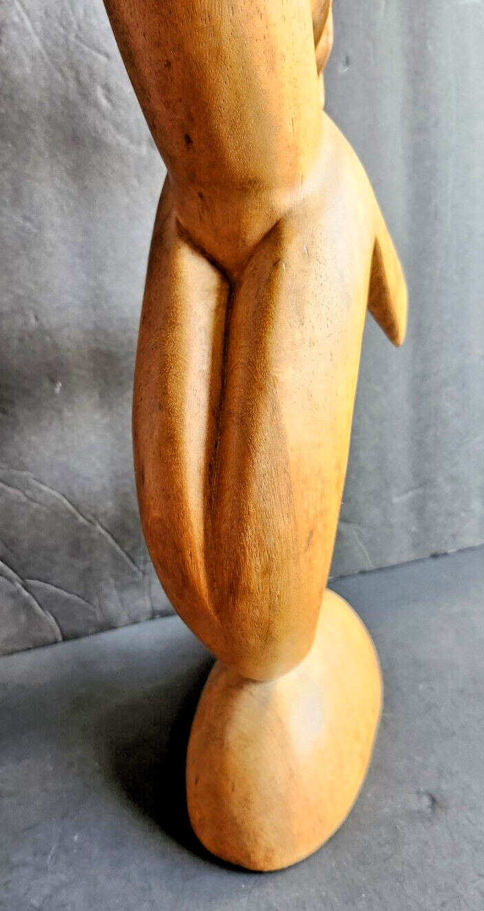 16" Tall Hand Carved Balinese Indonesia Wood Nude Mermaid Figurine image 4