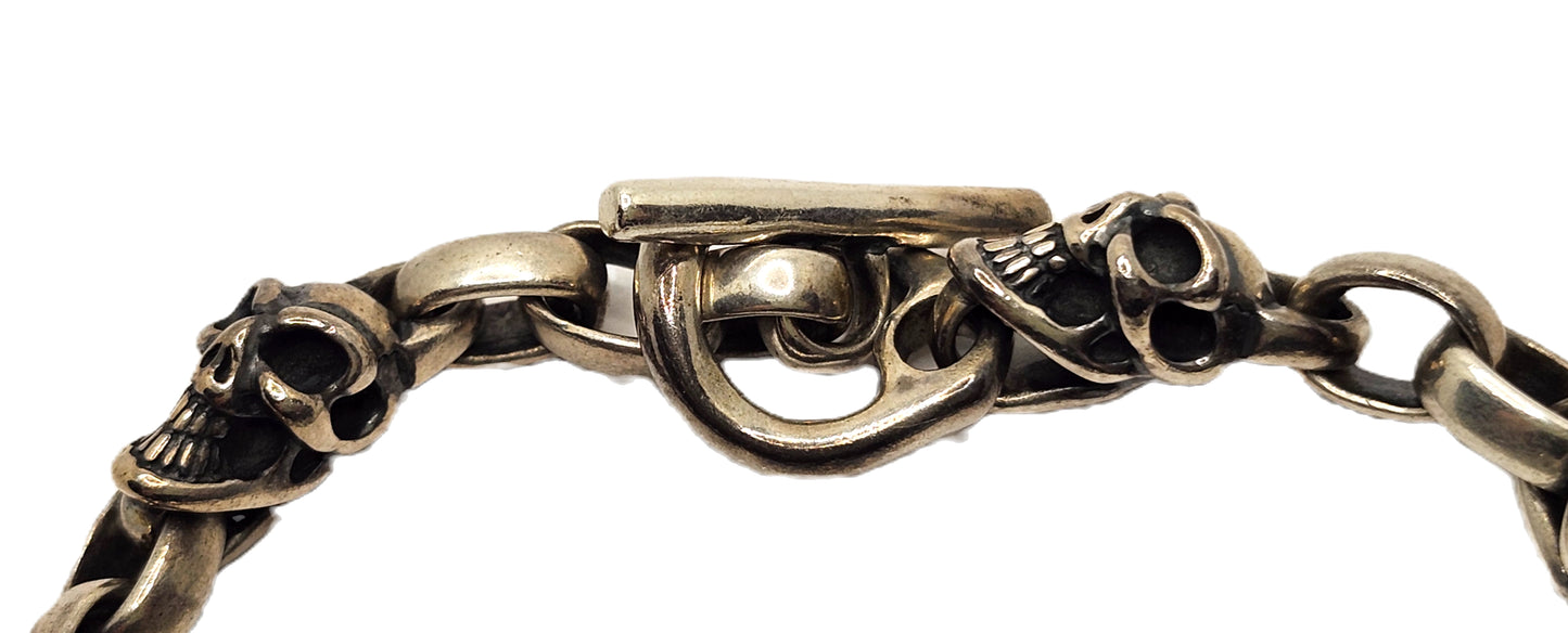 BWL Bill Wall Leather Six Good Luck Skull Sterling Silver Toggle Brac image 5