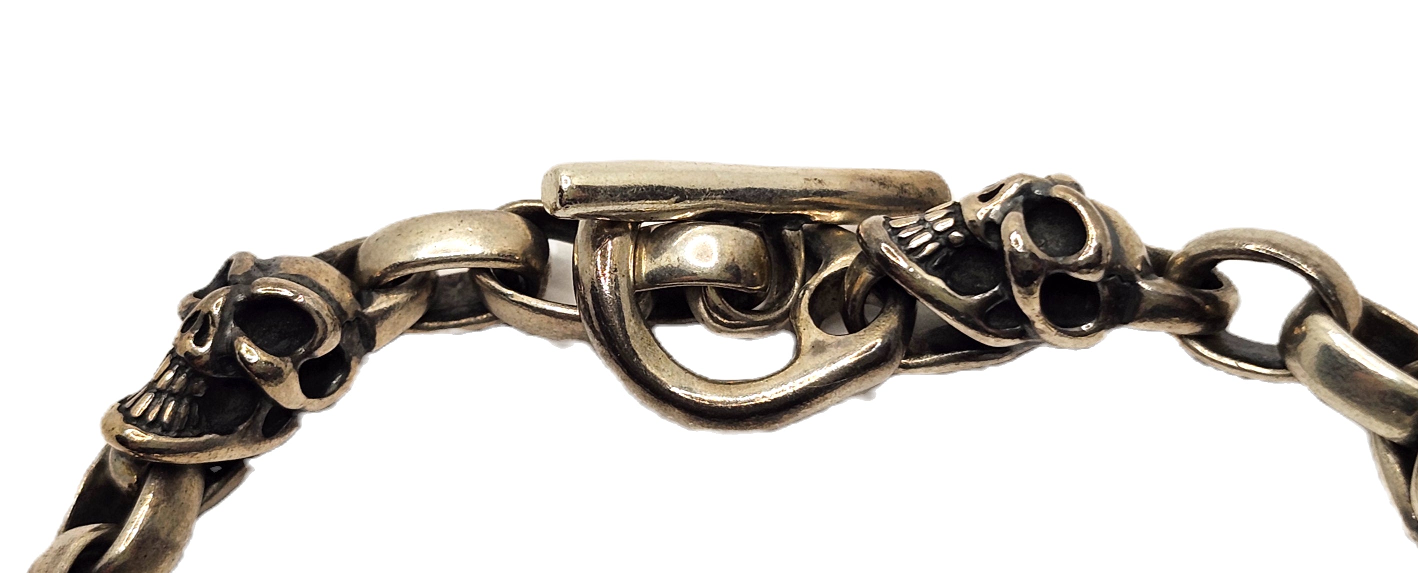 BWL Bill Wall Leather Six Good Luck Skull Sterling Silver Toggle Brac image 5