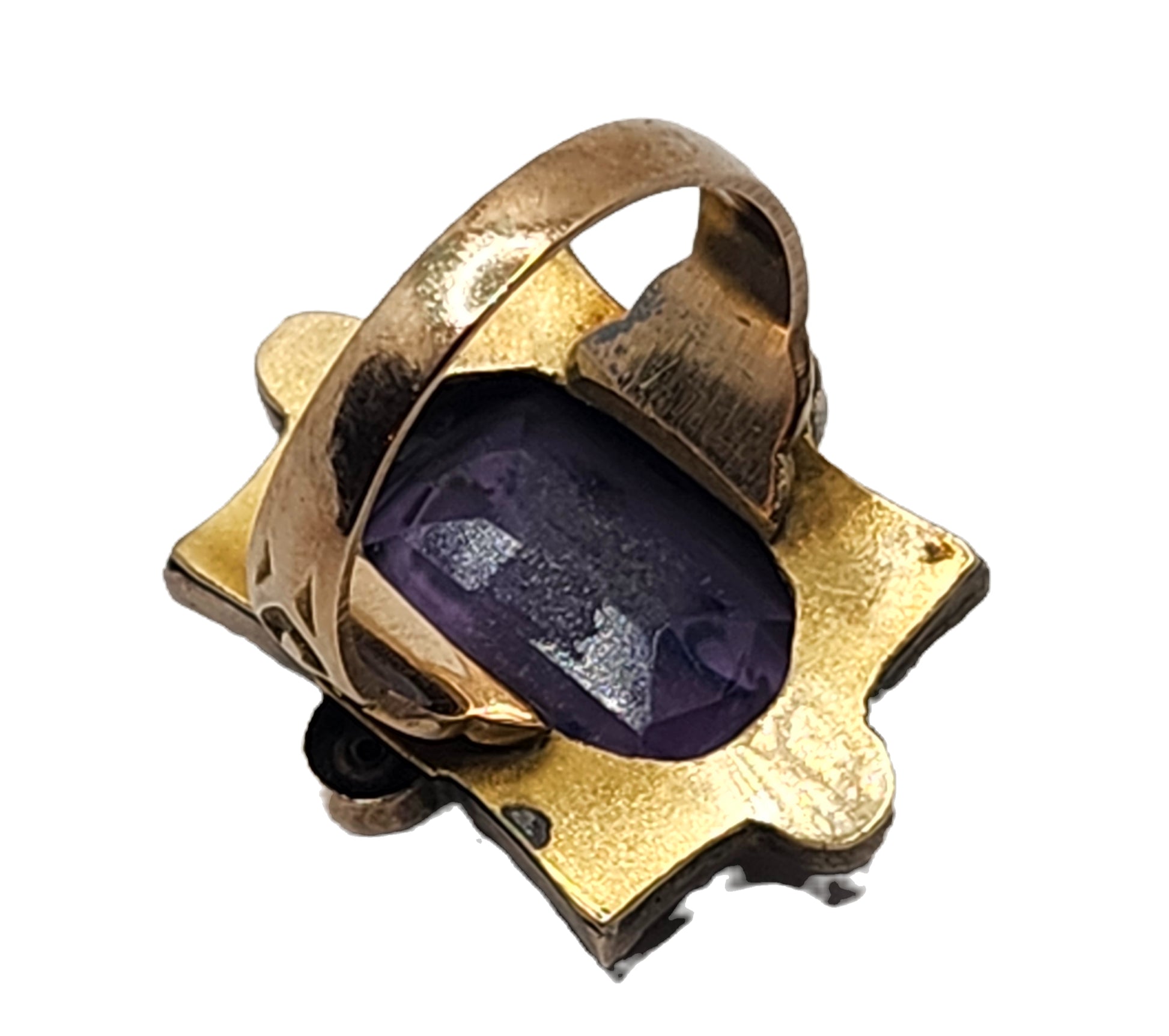 Antique Victorian Painted Portrait Cameo on Amethyst 14k Gold Ring image 6