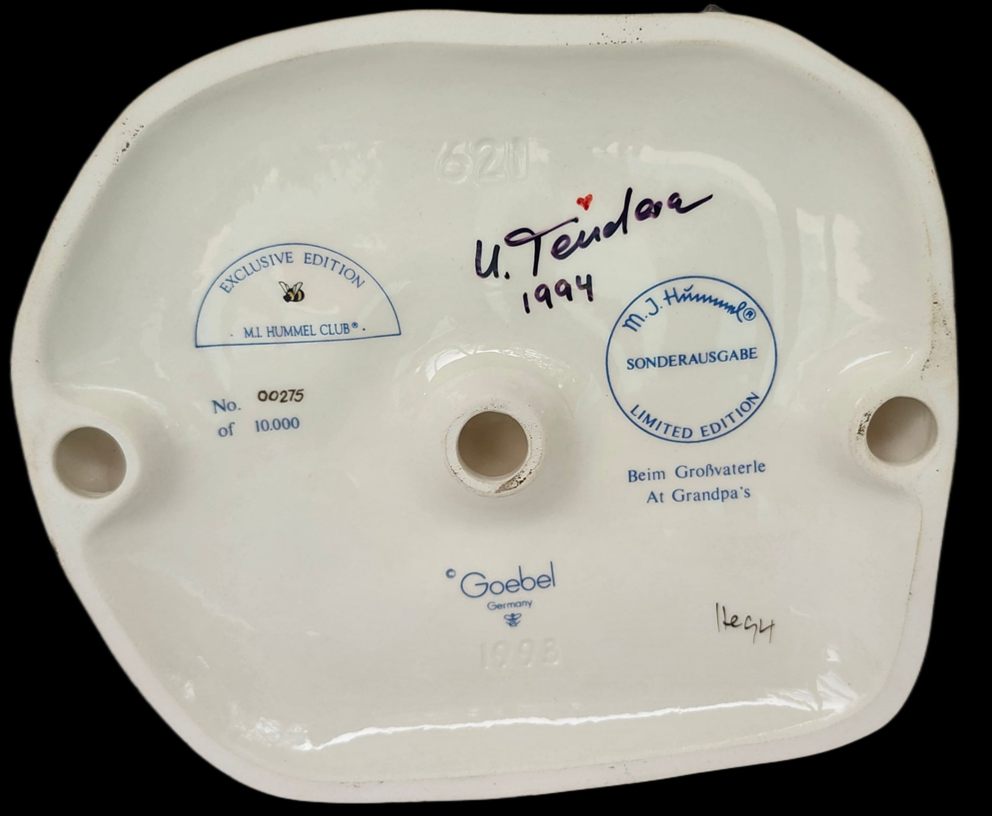 Hummel Figurine "At Grandpa's" #621 Limited Edition 275/10000 in Box image 6