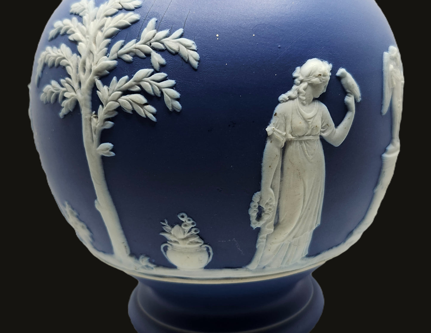 Antique Wedgewood England Cobalt Blue Jasperware Doric Jug Muses image 2
