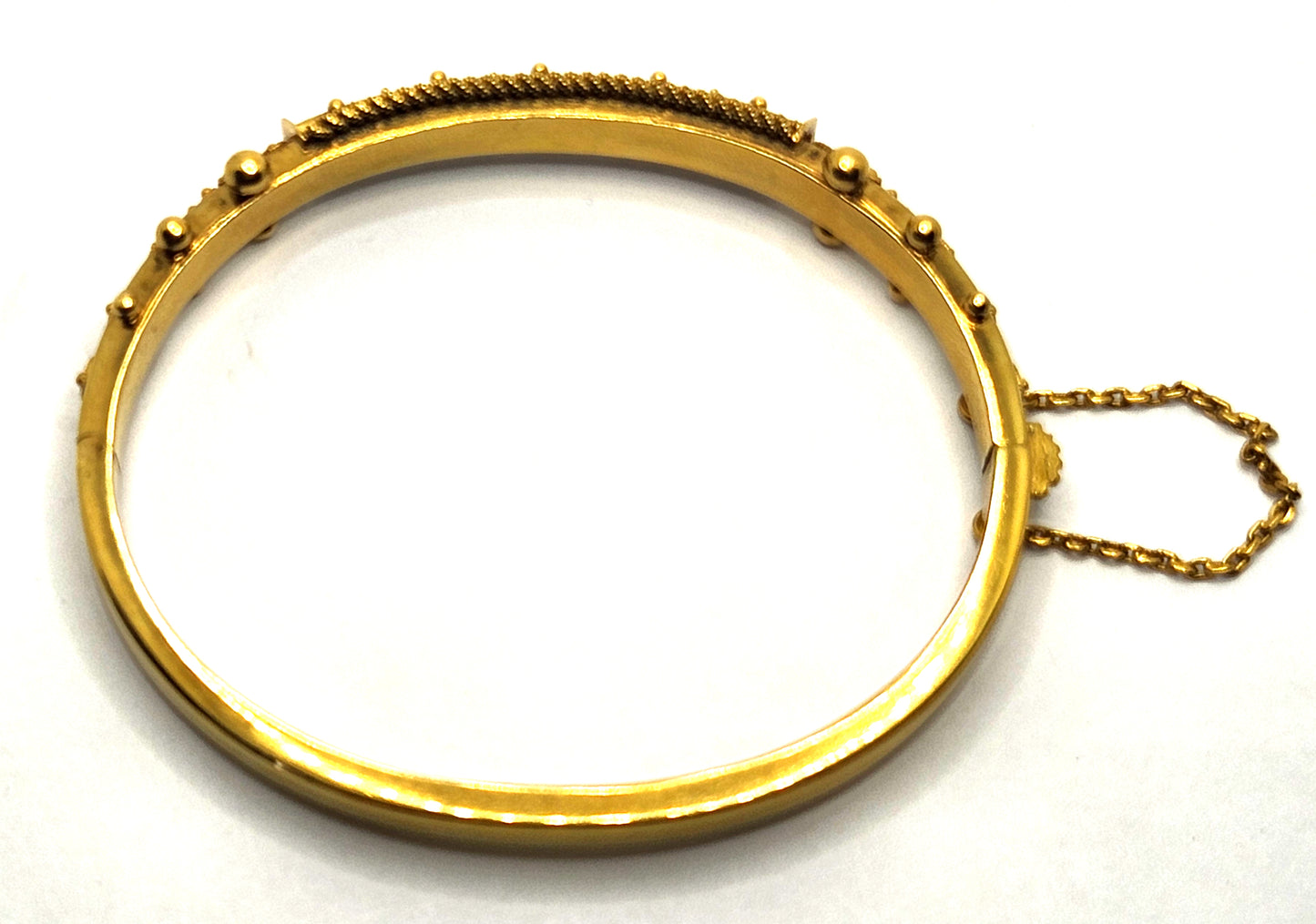 Antique Victorian Emerald & Diamond 15k Yellow Gold Bangle Bracelet image 7