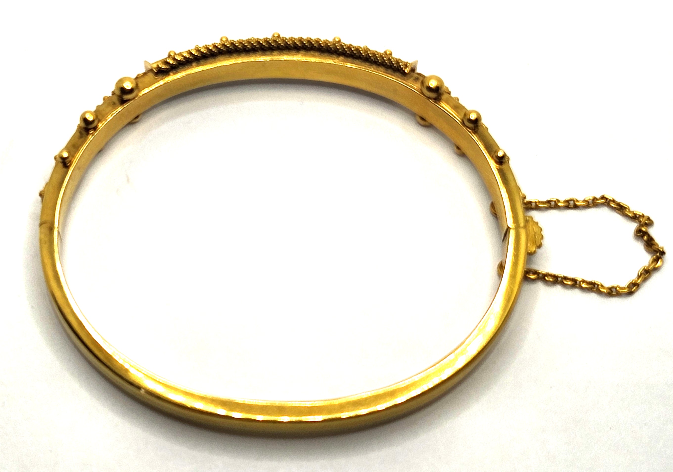 Antique Victorian Emerald & Diamond 15k Yellow Gold Bangle Bracelet image 7