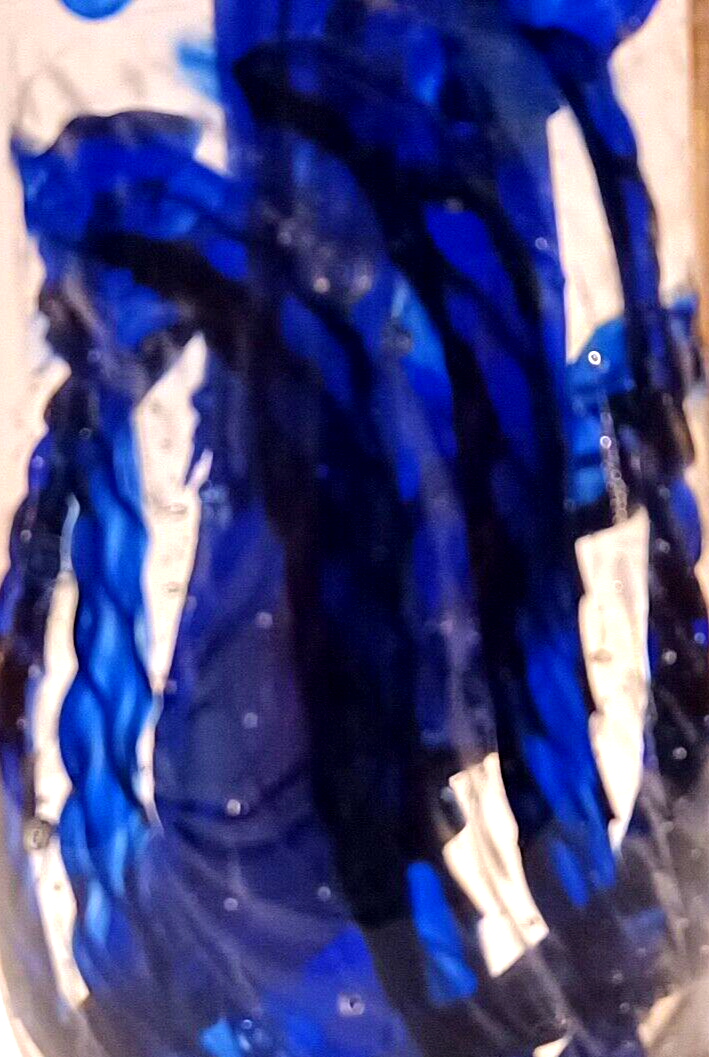 Murano Art Glass Paperweight Italy MCM Art Glass Cobalt Blue Sculpture 5" Tall image 4