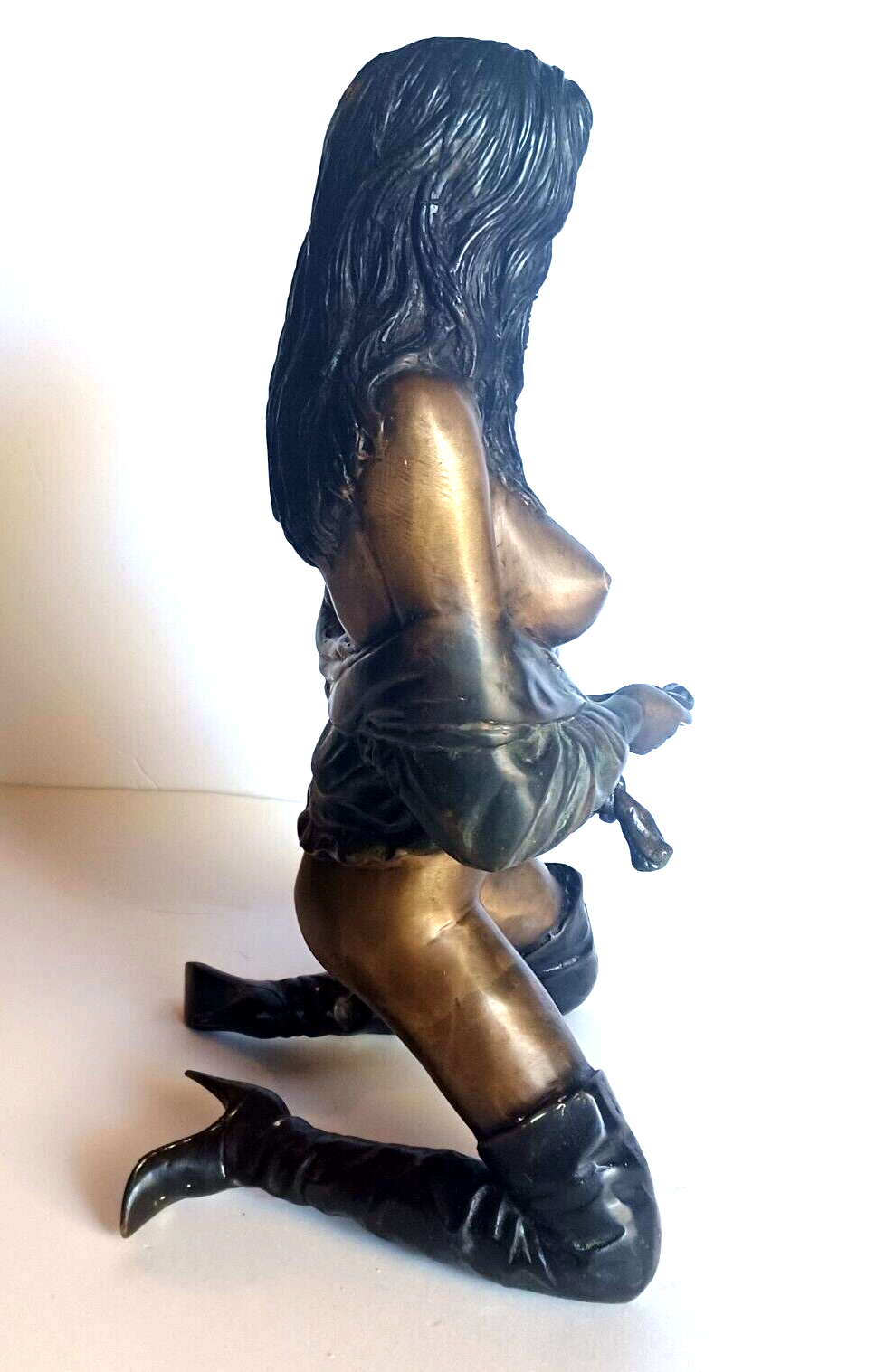RARE Raoul Larche Detailed Bronze Sculpture of a Kneeling Nude Woman image 9