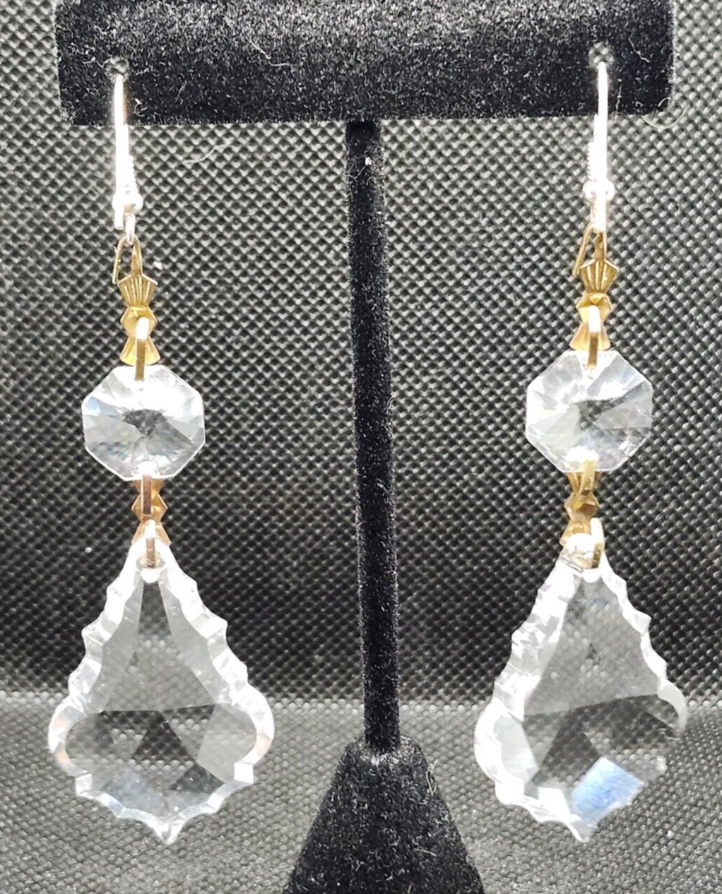 Hand Made Vintage Chandelier Crystal Dangle Drop Earrings image 4