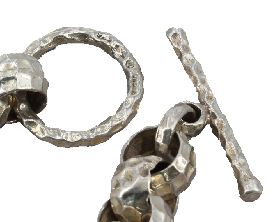 Silpada Sterling Silver Heavy Hammered Rolo Link Toggle Clasp Bracelet B1610 image 2