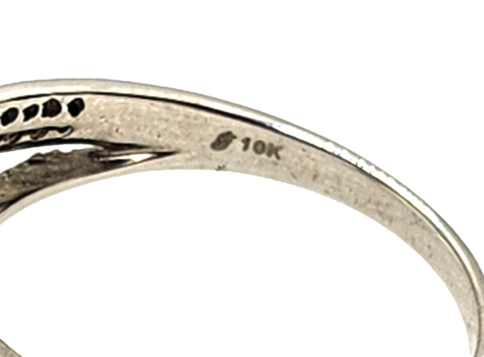 Gorgeous Blue & White Diamond & 10K White Gold Ring image 4