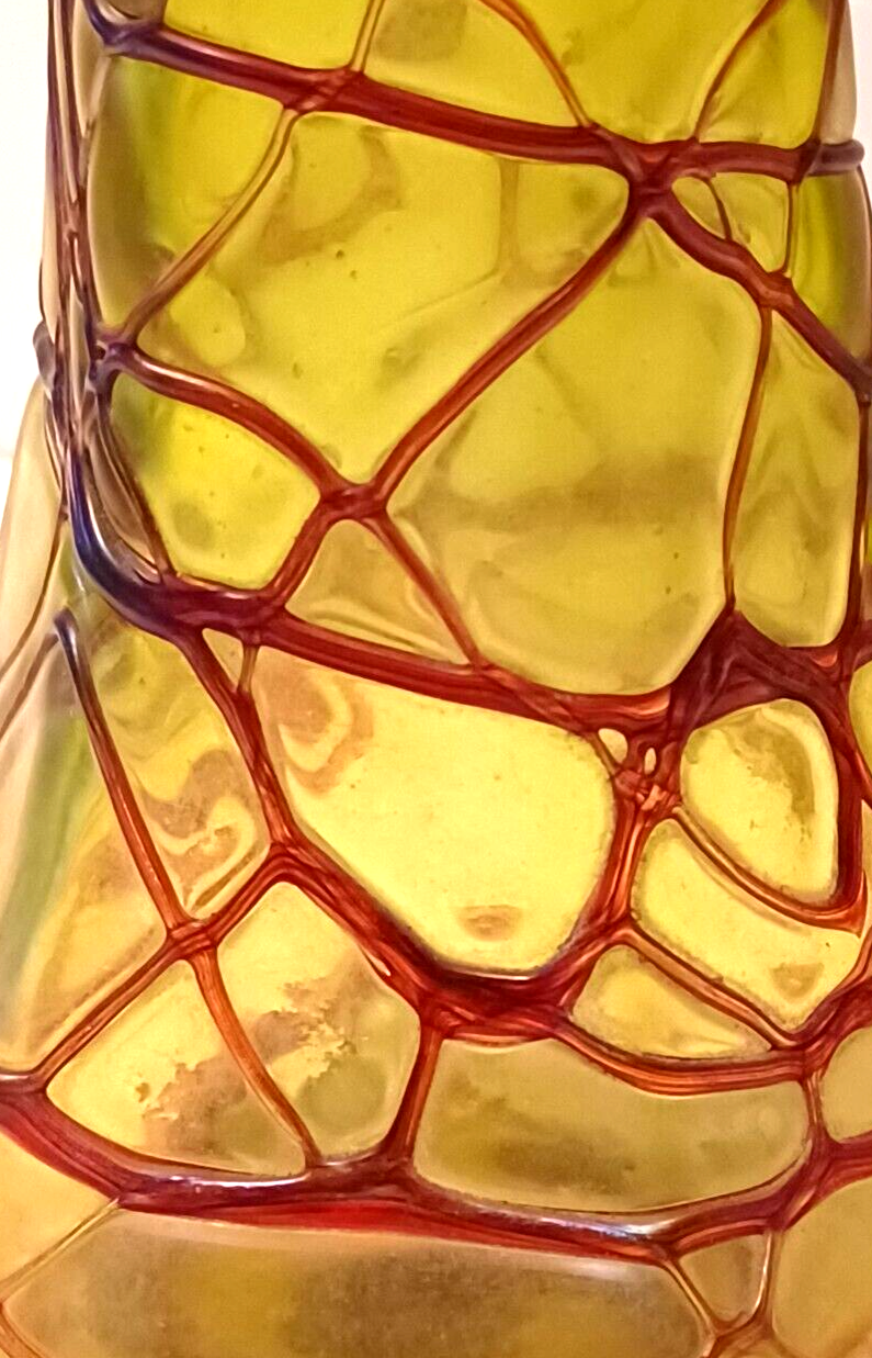 Antique Pallme-Konig Iridescent Green / Yellow Bohemian Glass Vase image 6