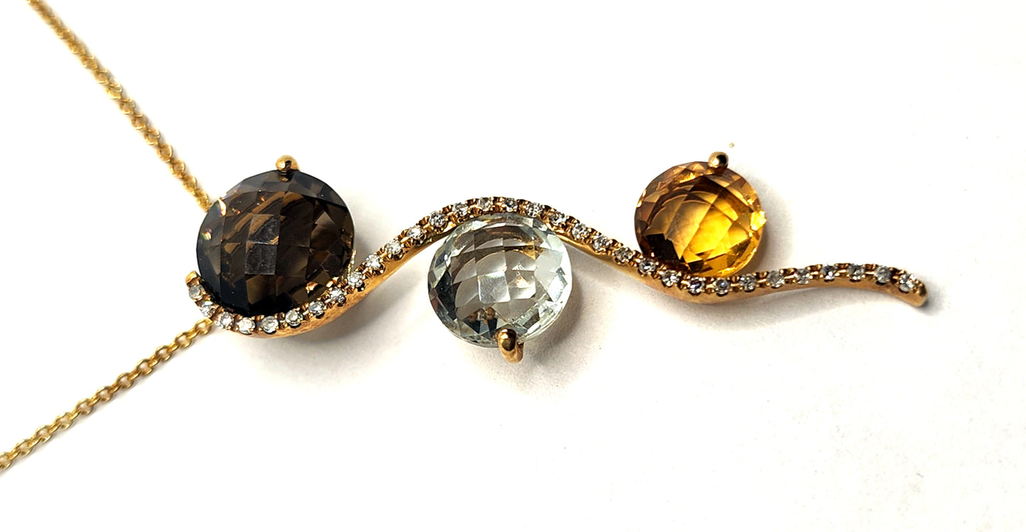 NEW! EFFY Multi Stone & Diamond 14k Yellow Gold Pendant w/ Chain image 8