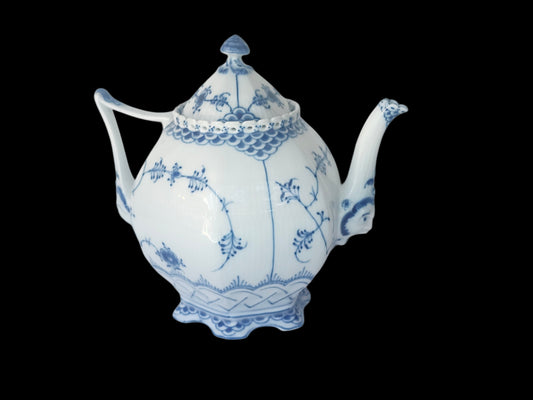 Gorgeous Royal Copenhagen Blue Fluted Full Lace Teapot image 0