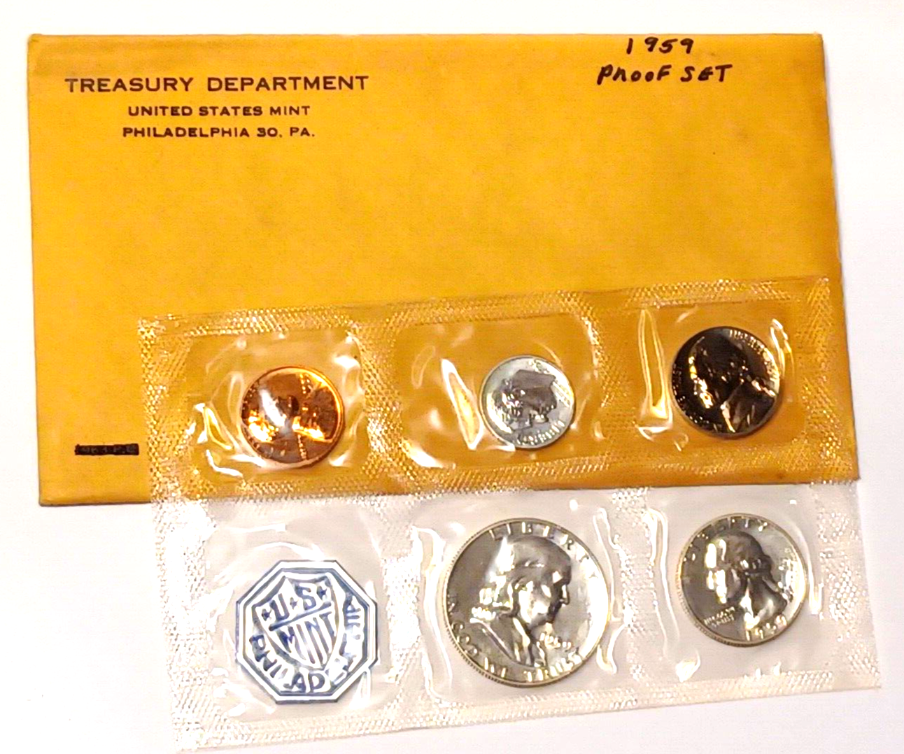 1959 U.S. Mint SILVER PROOF Set in Original Envelope image 0