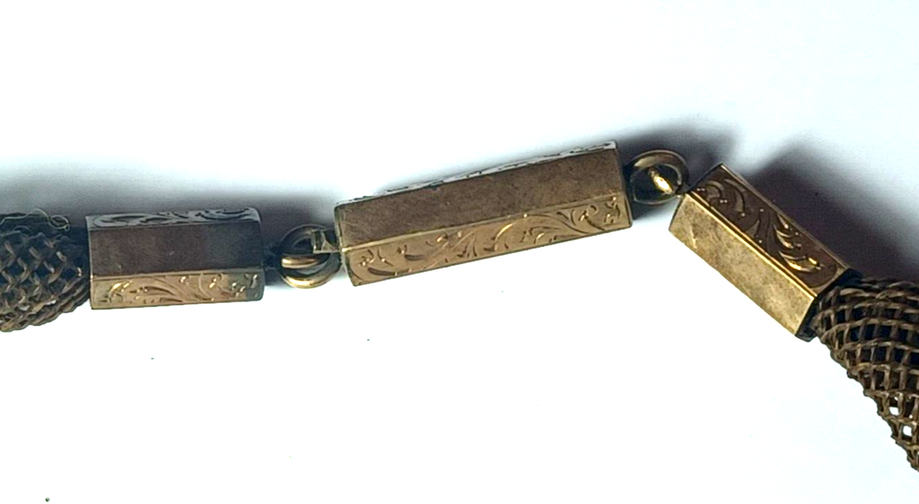 Antique Victorian Hair Mourning Jewelry & Gold Filled Necklace w/ Pendant image 7