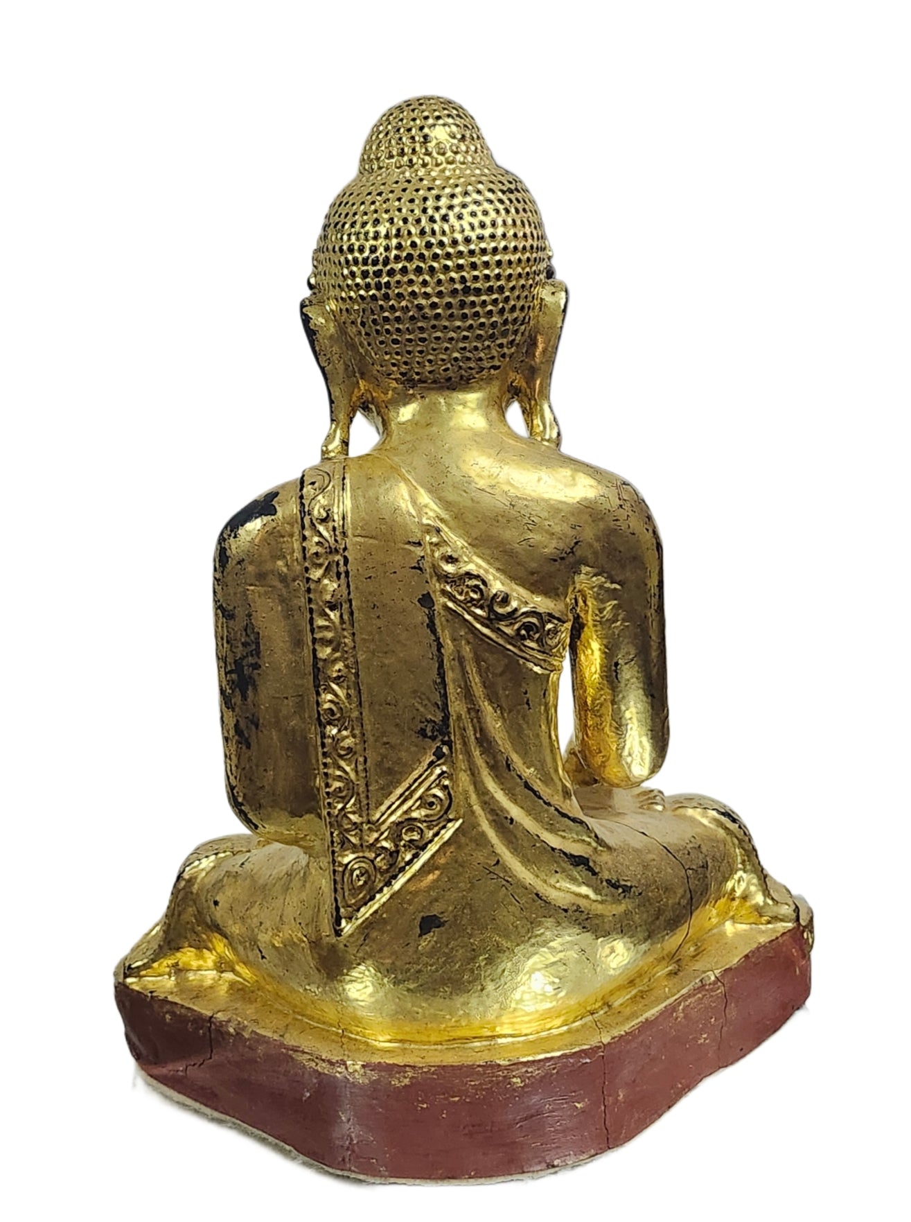 Antique 19th Century Burmese Wooden Sculpture of Mandalay Buddha Statue image 6