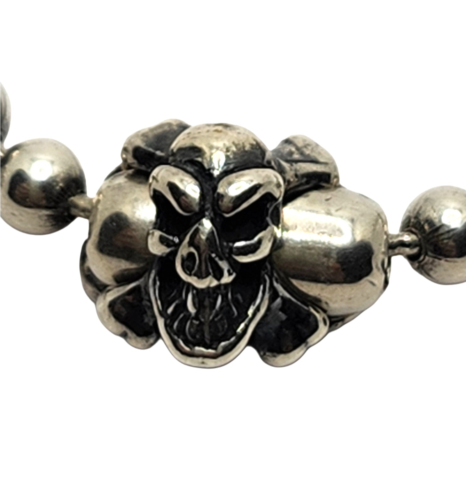BWL Bill Wall Leather Sterling 4mm Ball Chain Skull Crossbones 20" Necklace image 2
