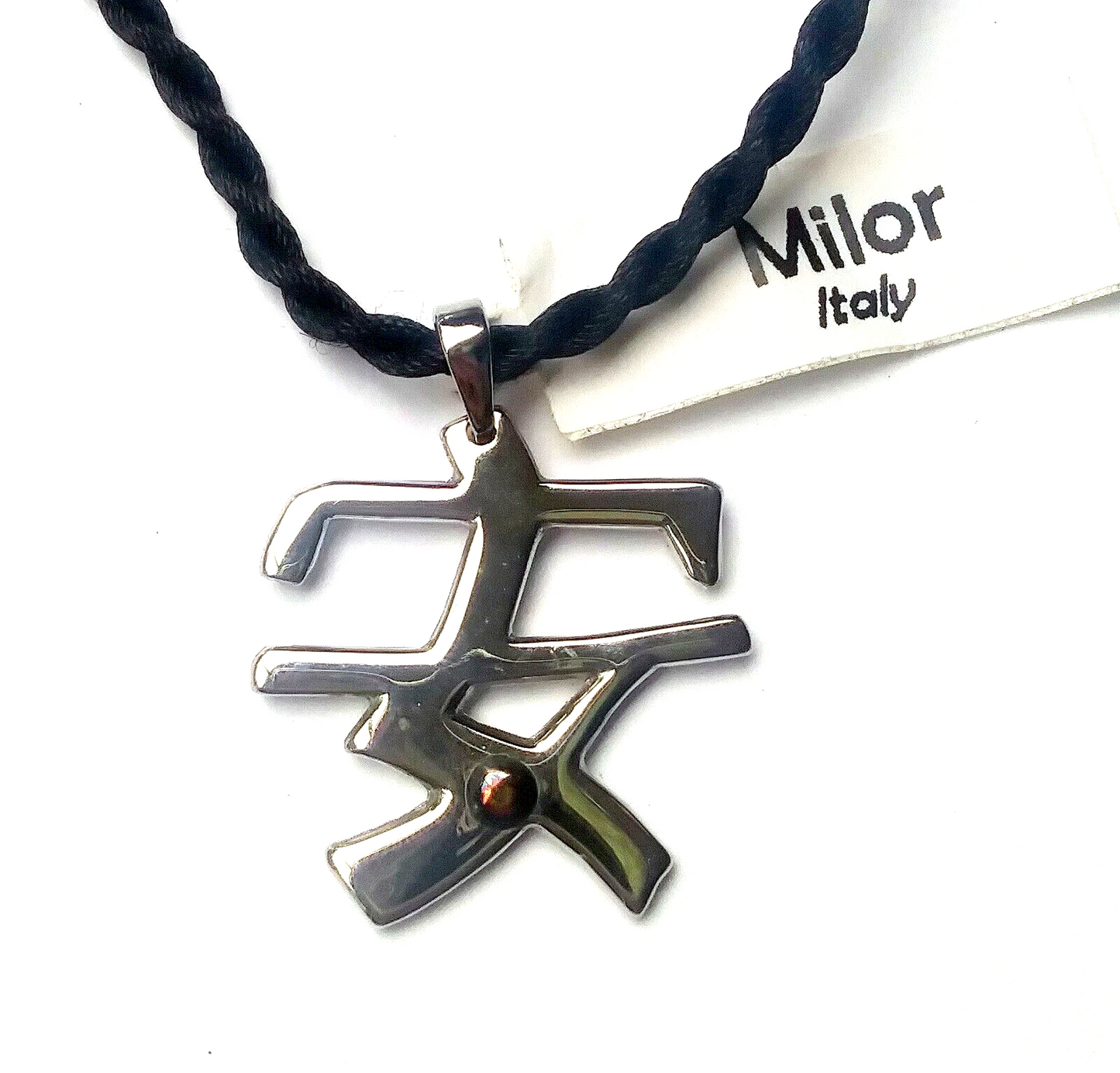 NEW! Milor Stainless Steel & 18K Gold Peace Pendant Necklace image 0