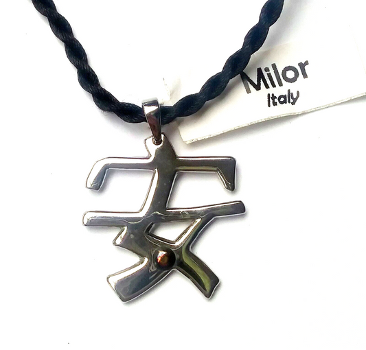 NEW! Milor Stainless Steel & 18K Gold Peace Pendant Necklace image 0