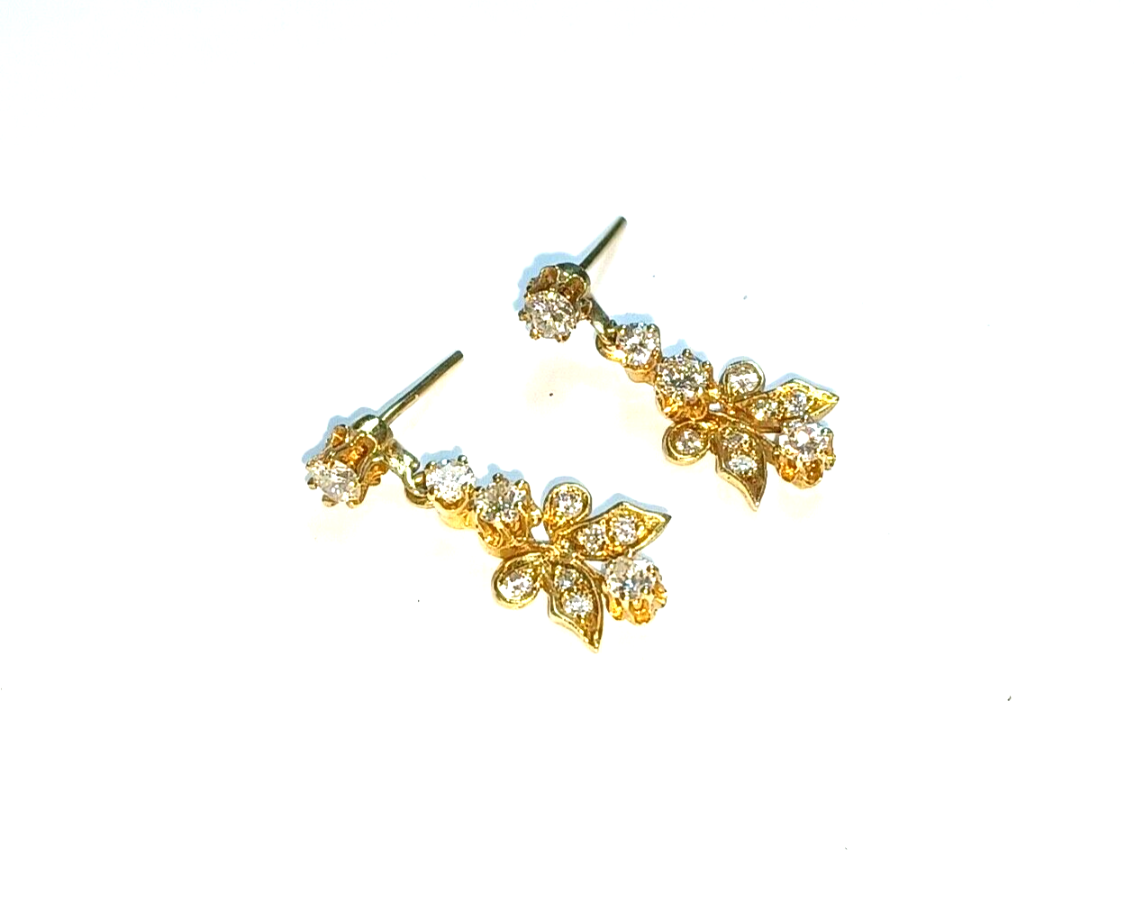Antique Natural 1.5cttw Diamond & 14k Gold Dangle Drop Earrings image 1