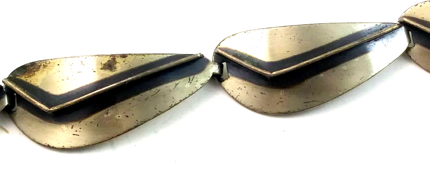 Vintage Mid Century Modern Sterling Beau Bracelet Pin & Earrings Set image 10