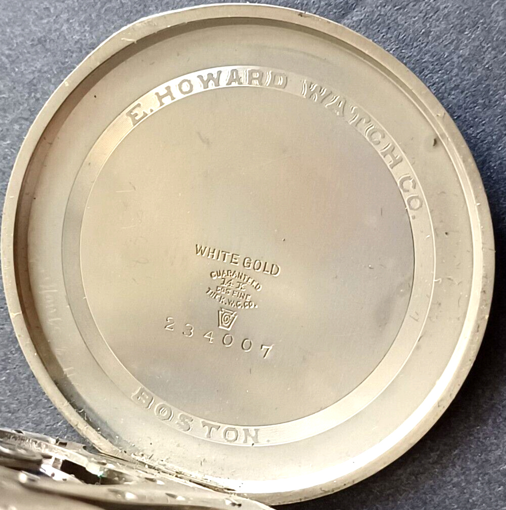 Antique E Howard Series 12 Solid 14K White Gold Pocket Watch 17J  10 Size in Box image 10