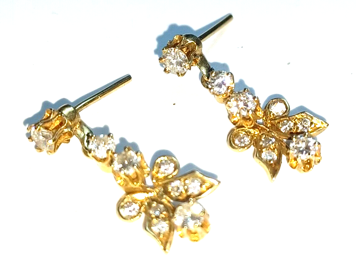 Antique Natural 1.5cttw Diamond & 14k Gold Dangle Drop Earrings image 2