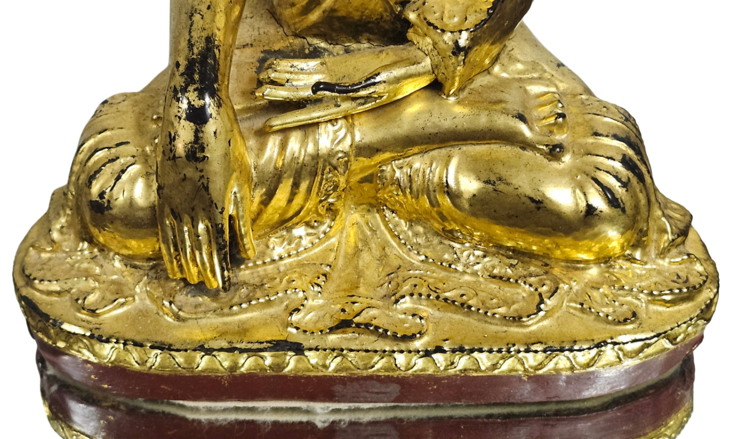 Antique 19th Century Burmese Wooden Sculpture of Mandalay Buddha Statue image 3