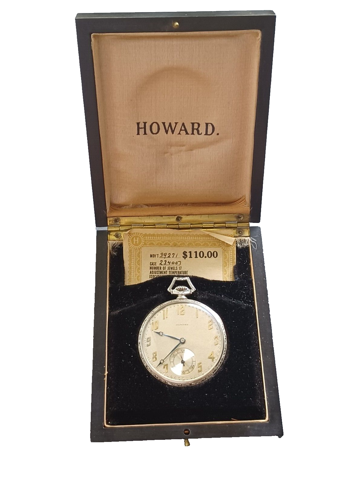 Antique E Howard Series 12 Solid 14K White Gold Pocket Watch 17J  10 Size in Box image 17