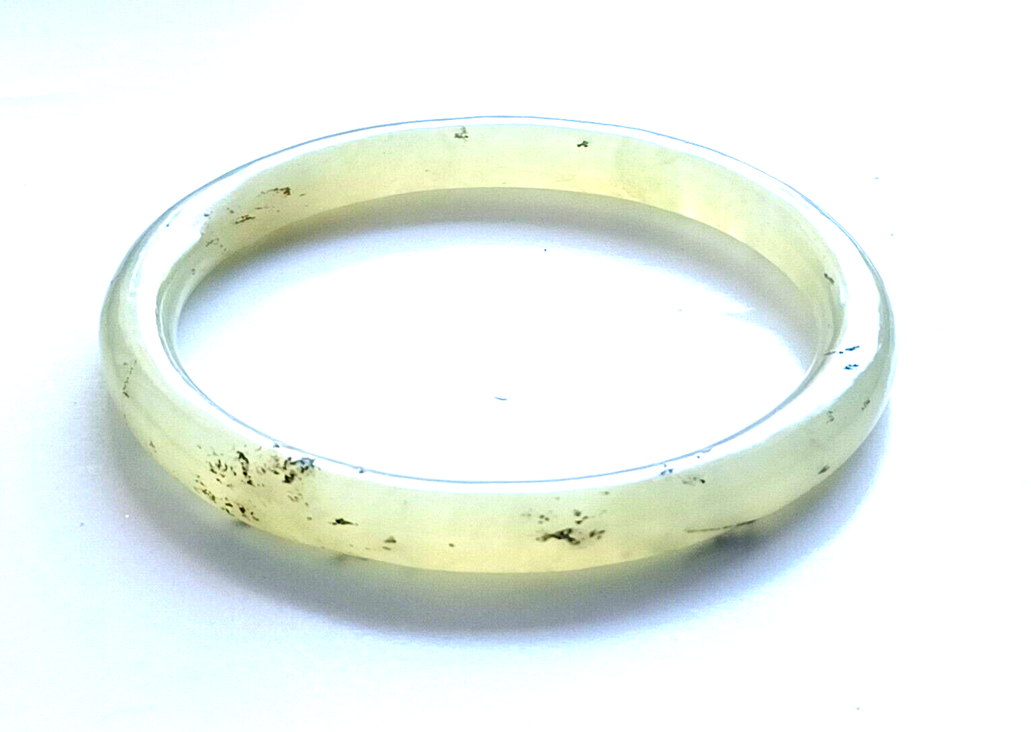 Genuine Natural Green White Jade Jadeite Round Eternity Bangle Bracelet 77mm image 2
