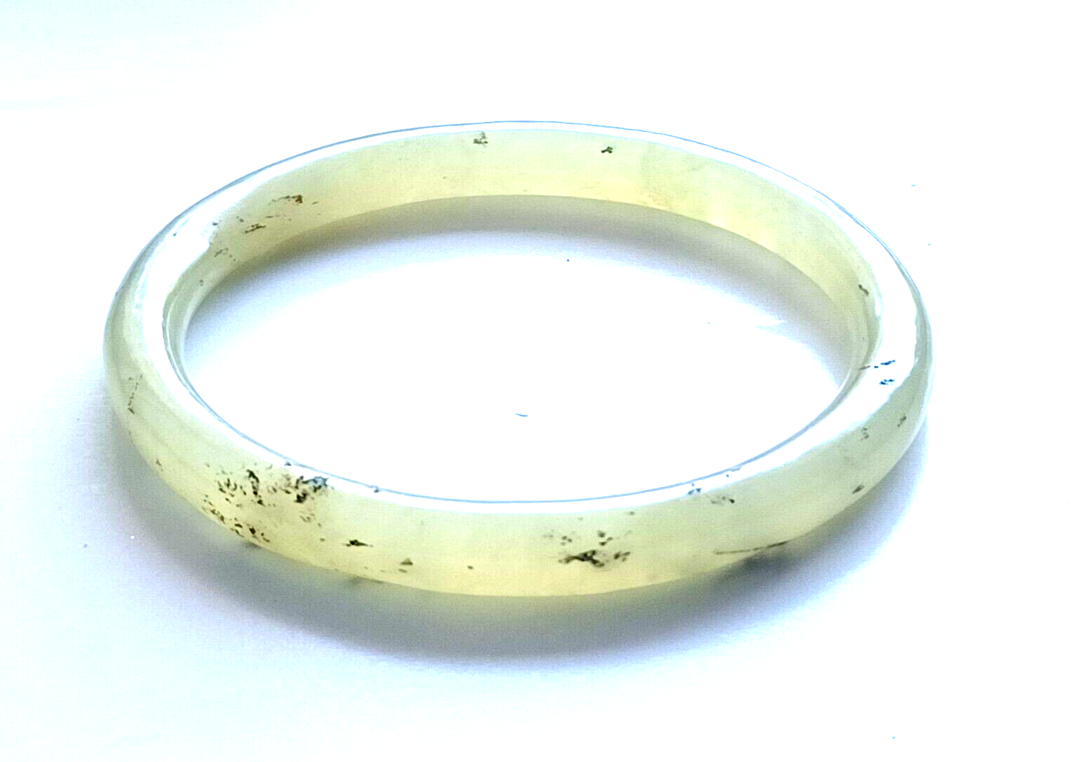 Genuine Natural Green White Jade Jadeite Round Eternity Bangle Bracelet 77mm image 2