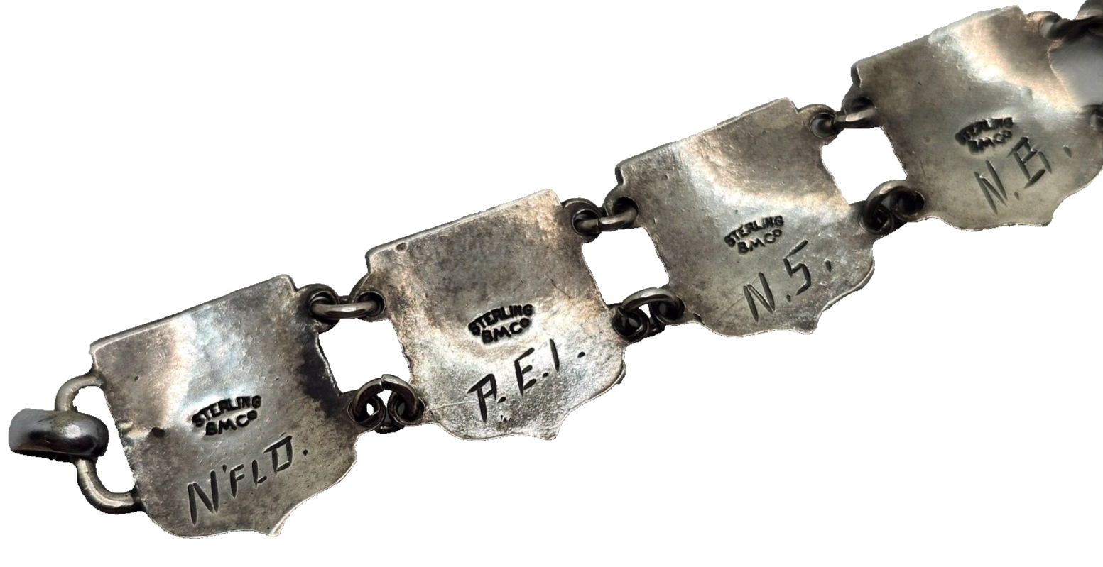 Vintage BMCo Sterling Silver Enamel Shield Flag Bracelet image 6