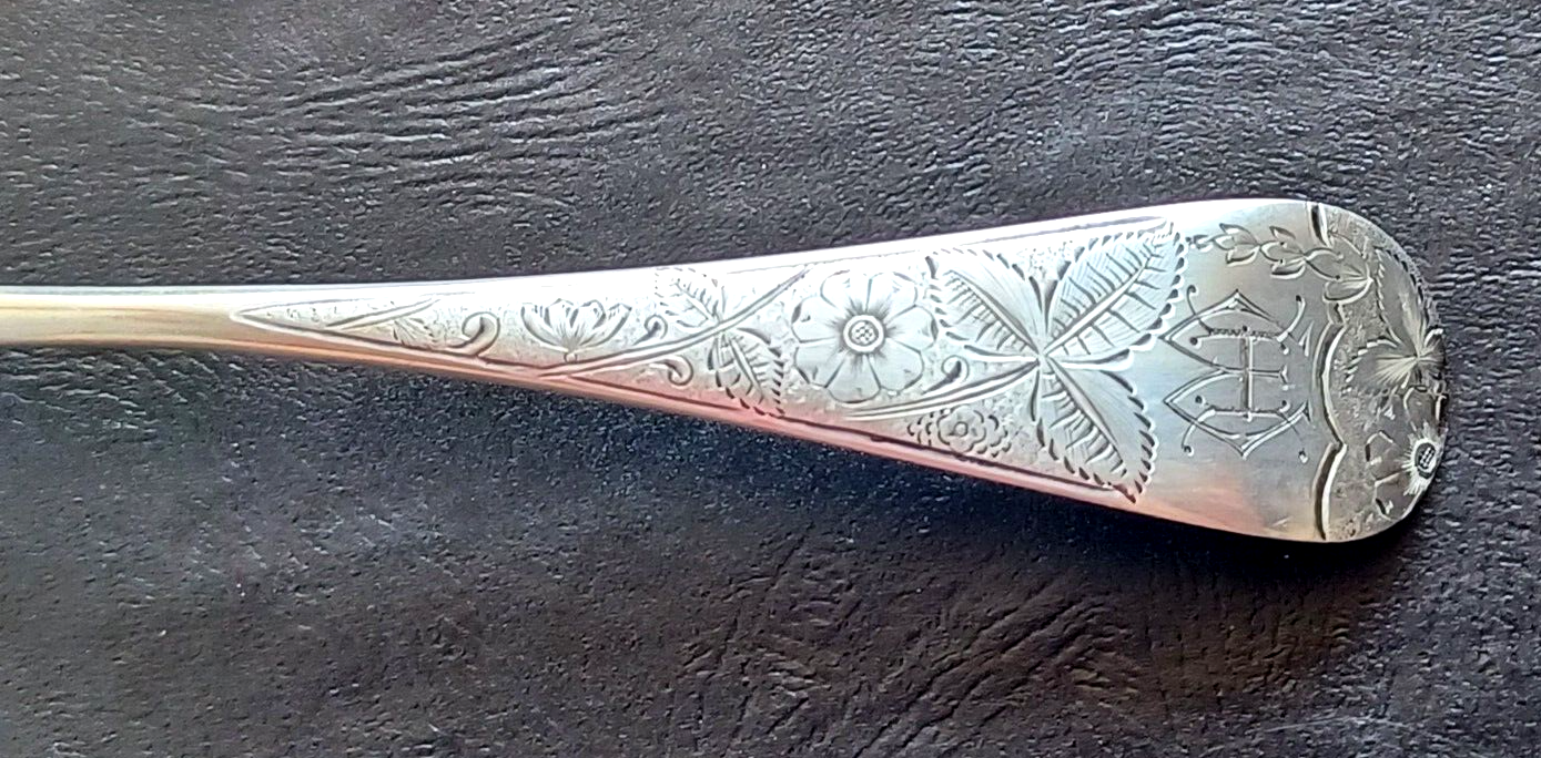 Antique Fancy Sterling Silver Macaroni Server Pierced Serving Spoon Floral Motif image 3