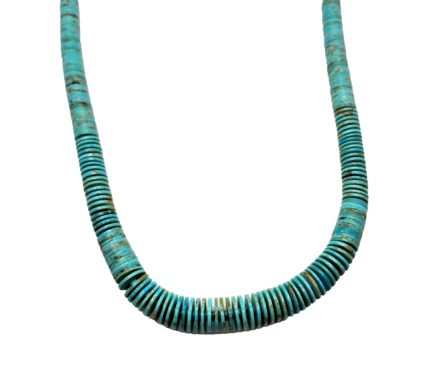 Native American Navajo Graduated Bead Disc Turquoise & Sterling Necklace image 2