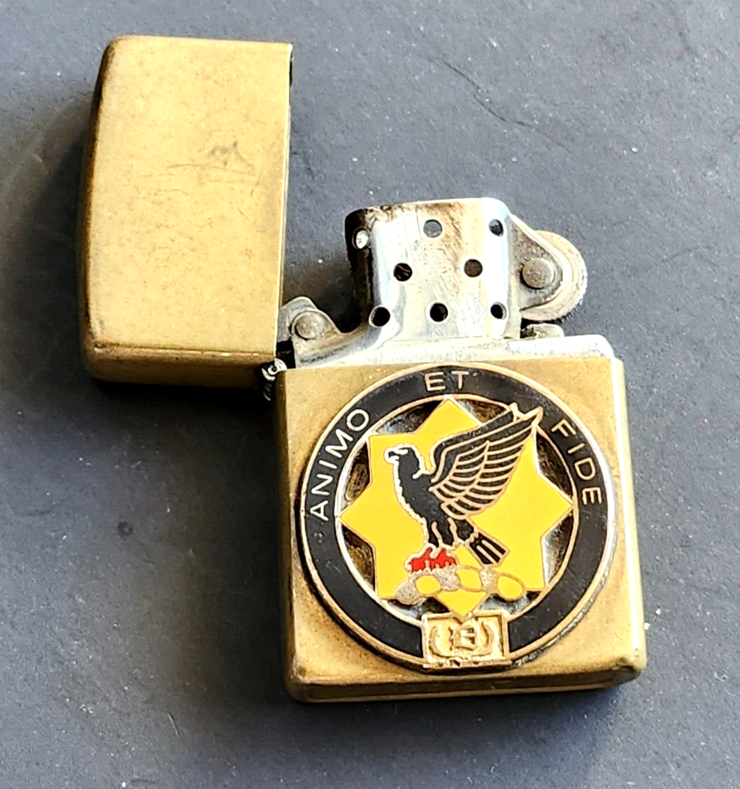 Zippo Lighter w/ WWII US Army 1st Cavalry Regiment Unit ANIMO ET FIDE Insignia image 4