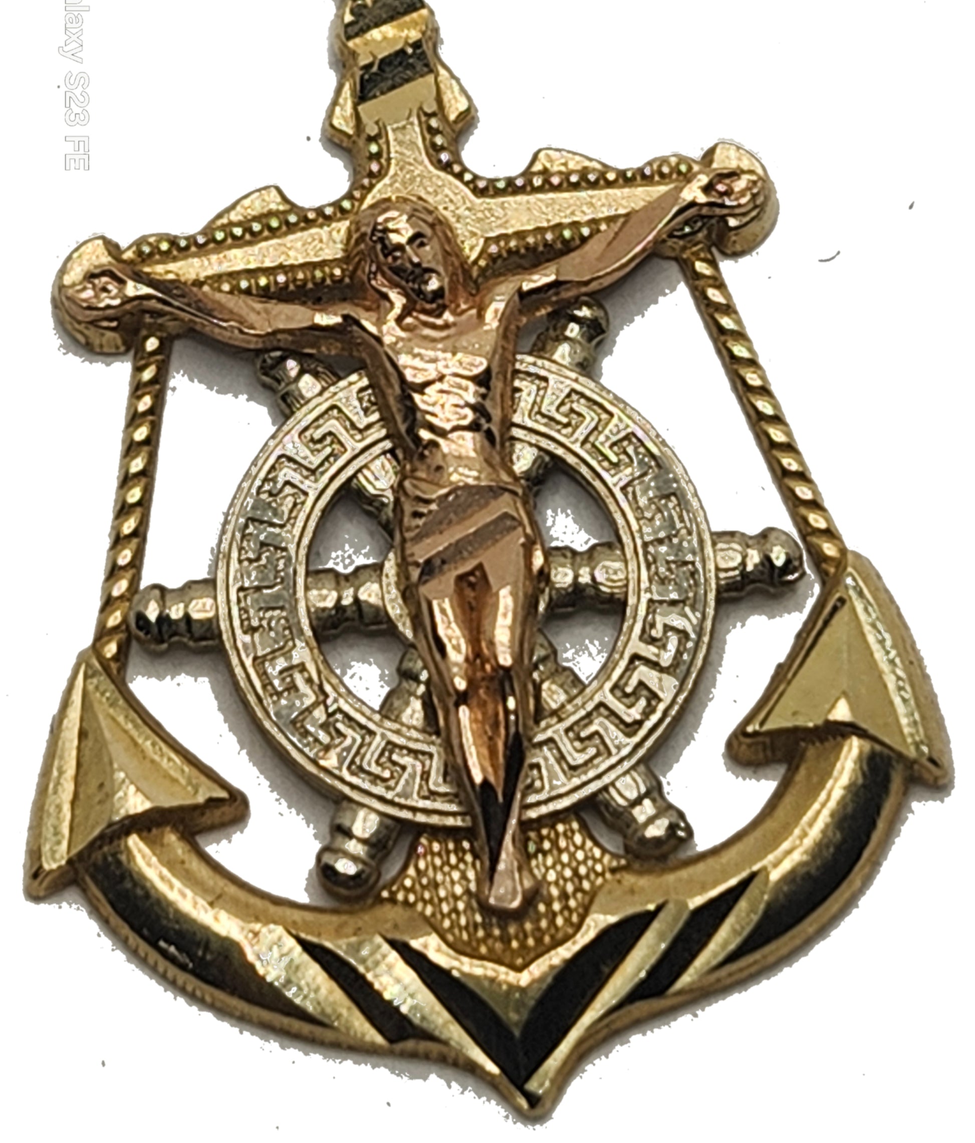 Mariners Cross 10k Tri-Colored Gold Pendant image 1