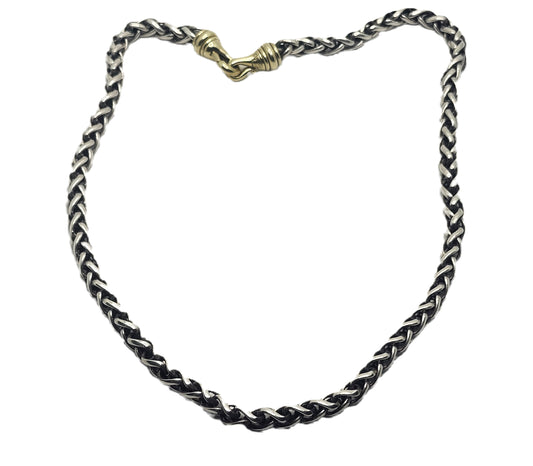 Vintage David Yurman 18" Sterling Silver Wheat Necklace with 14K Gold Clasp image 0