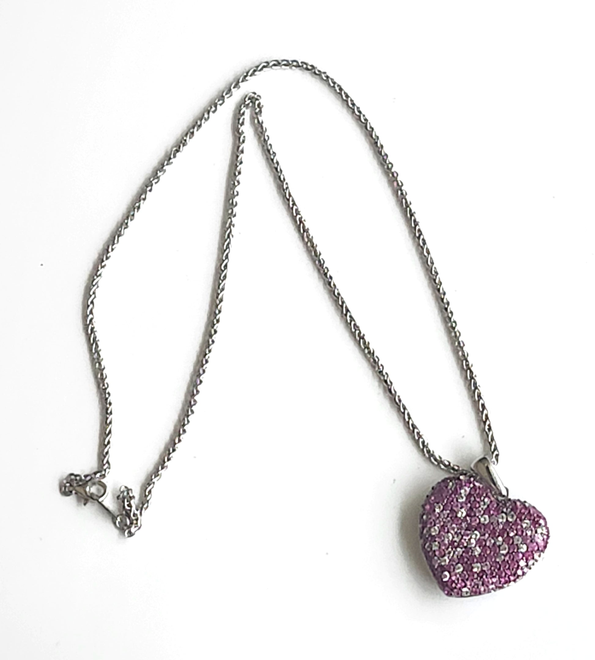 EFFY Sterling Silver & Pink Sapphire Splash Heart Pendant Necklace image 5