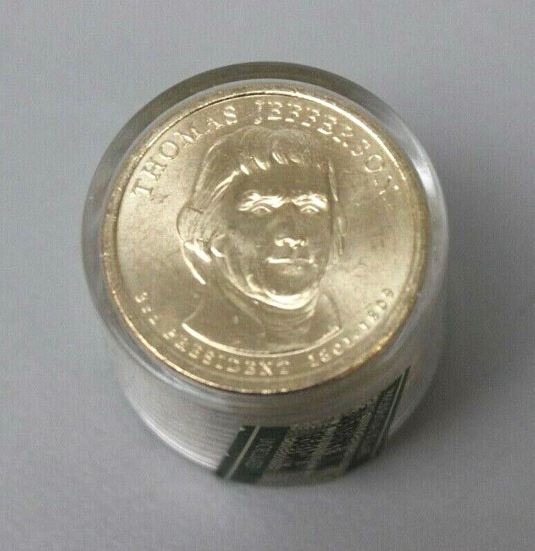 Danbury Mint Thomas Jefferson Presidential Dollar Coin Roll of 12 Uncirculated image 0