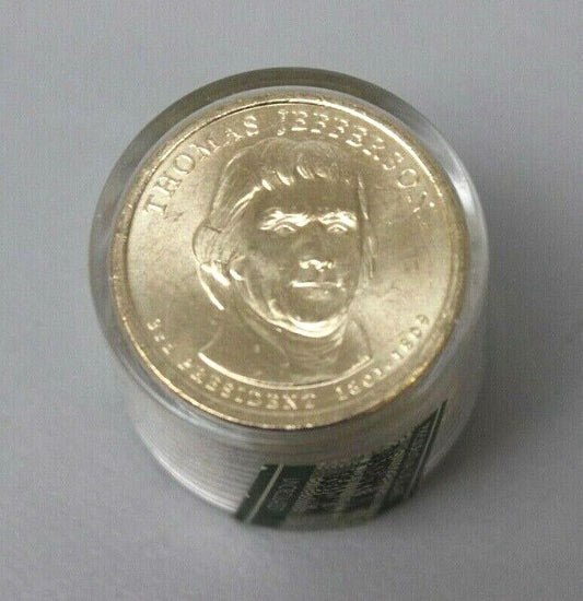 Danbury Mint Thomas Jefferson Presidential Dollar Coin Roll of 12 Uncirculated image 0