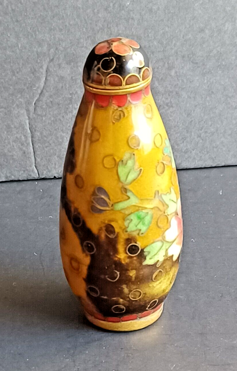 Antique Chinese Cloisonne Snuff Bottle 19th Century Flowers image 12