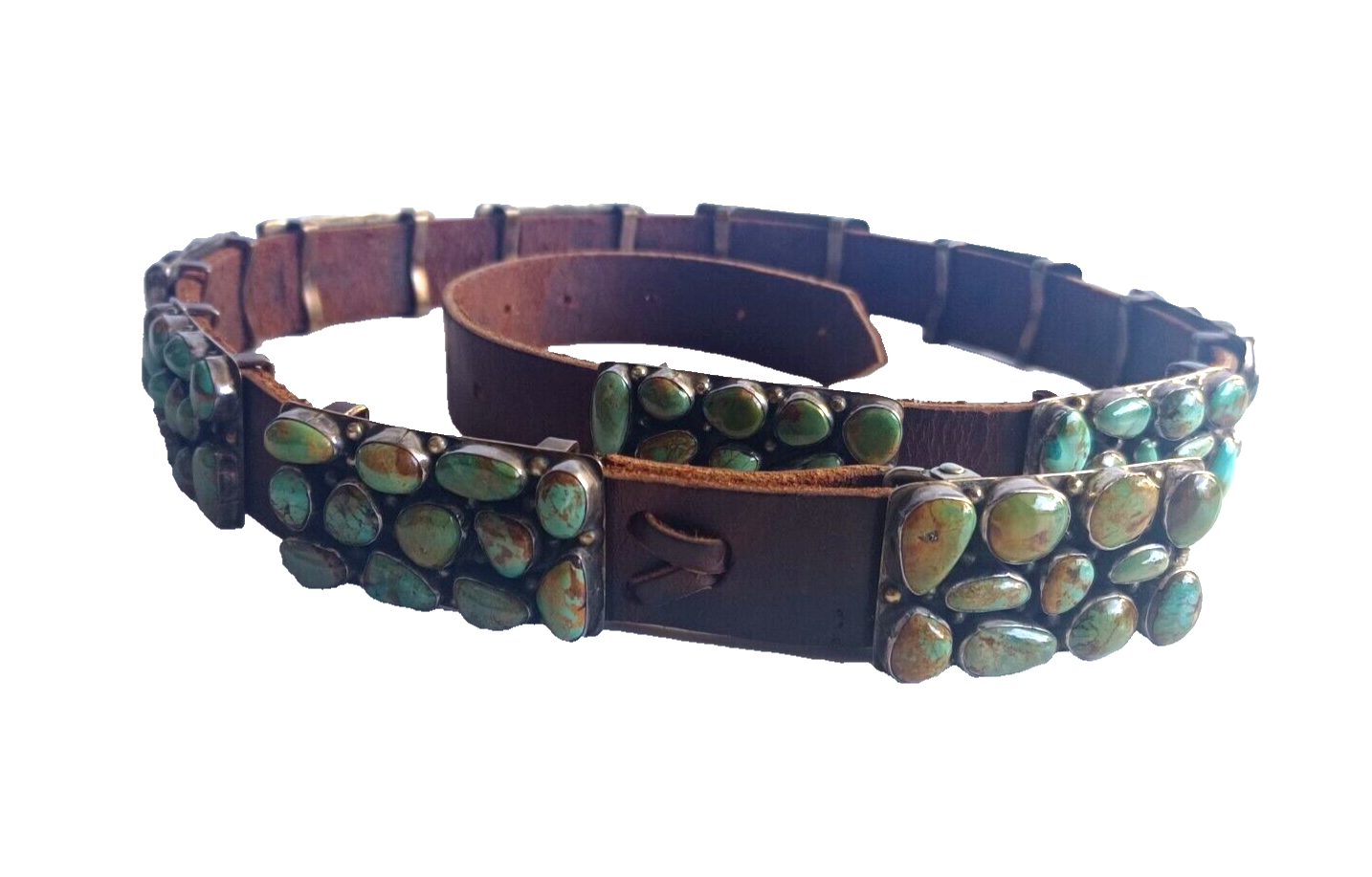 Navajo Native American Sterling Silver Turquoise Concho Belt by Willie Nezzie image 1