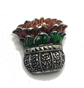 Judith Jack Sterling Silver Marcasite & Enamel Poinsettia Plant Brooch image 0