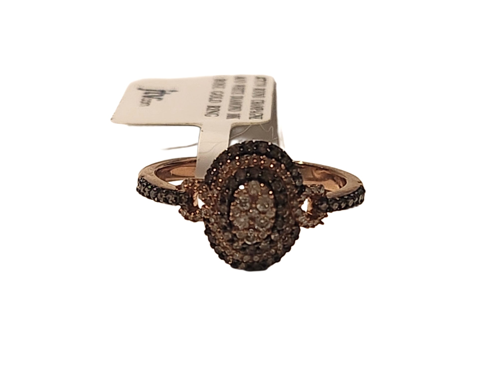 New! .47ctw Round Champagne & White Diamond 10k Rose Gold Ring image 0