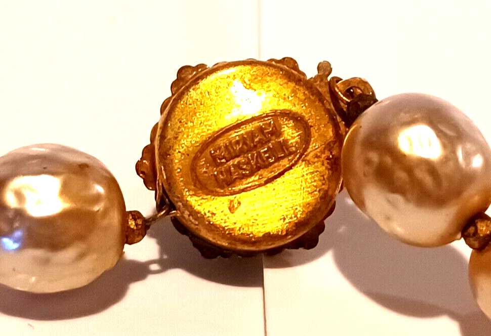 RARE Vintage Miriam Haskell 4pc Pearl & Goldtone Set Signed image 6